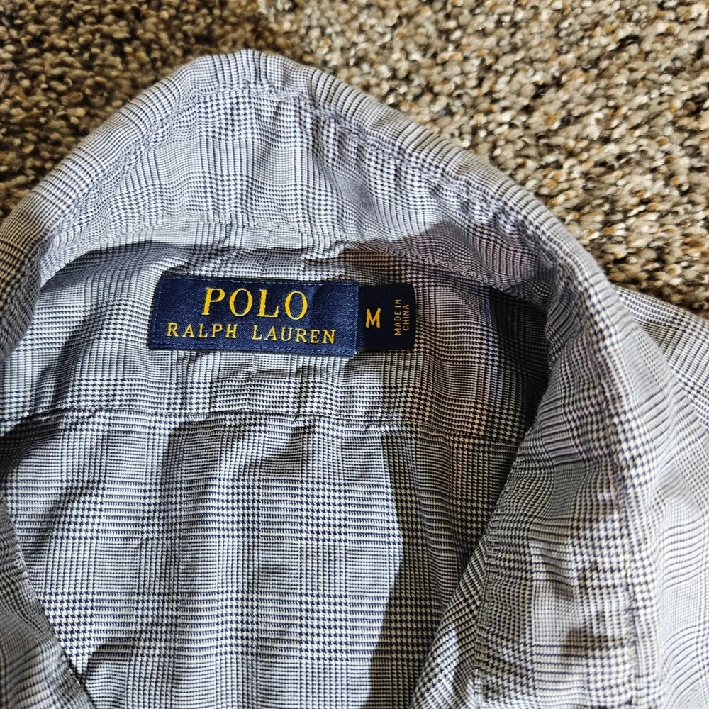 Polo Ralph Lauren Mens Blue Glen Plaid Cotton Button Down Shirt Size M
